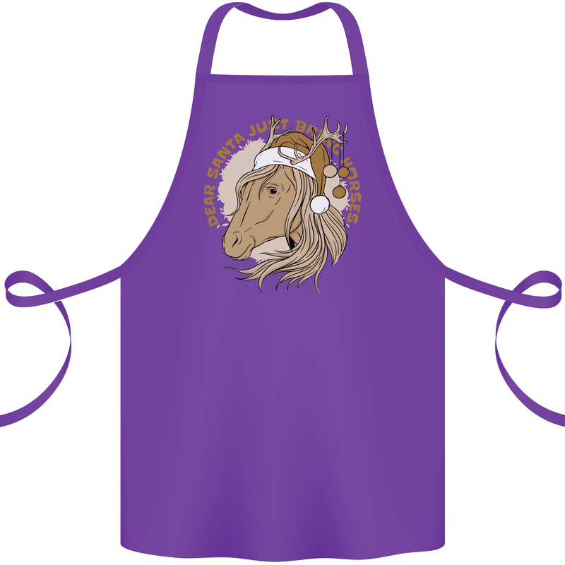 Funny Christmas Horse Equestrian Santa Cotton Apron 100% Organic Purple
