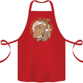 Funny Christmas Horse Equestrian Santa Cotton Apron 100% Organic Red