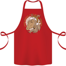 Funny Christmas Horse Equestrian Santa Cotton Apron 100% Organic Red