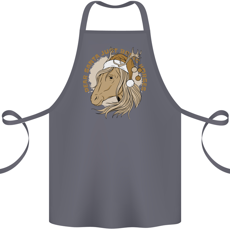 Funny Christmas Horse Equestrian Santa Cotton Apron 100% Organic Steel
