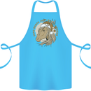 Funny Christmas Horse Equestrian Santa Cotton Apron 100% Organic Turquoise