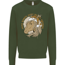 Funny Christmas Horse Equestrian Santa Kids Sweatshirt Jumper Forest Green