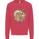 Funny Christmas Horse Equestrian Santa Kids Sweatshirt Jumper Heliconia