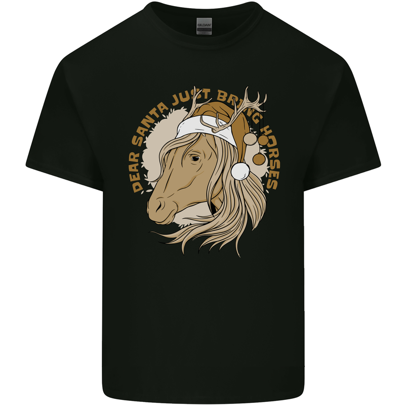 Funny Christmas Horse Equestrian Santa Kids T-Shirt Childrens Black
