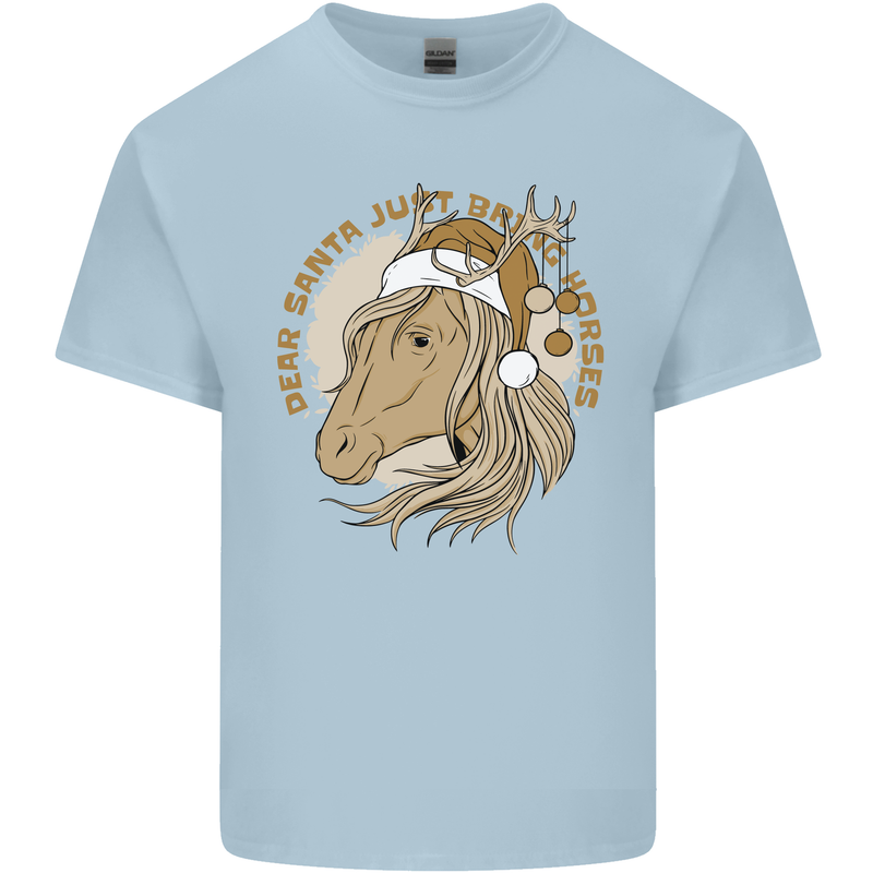 Funny Christmas Horse Equestrian Santa Kids T-Shirt Childrens Light Blue