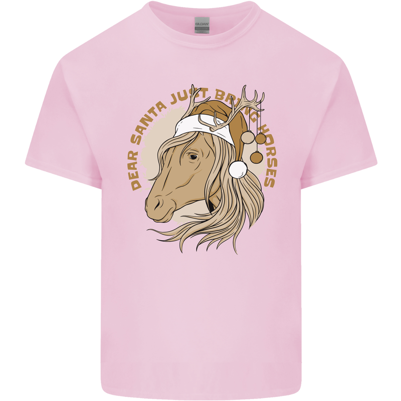 Funny Christmas Horse Equestrian Santa Kids T-Shirt Childrens Light Pink
