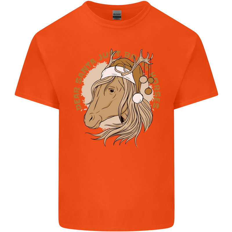 Funny Christmas Horse Equestrian Santa Kids T-Shirt Childrens Orange