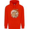 Funny Christmas Horse Equestrian Santa Mens 80% Cotton Hoodie Bright Red