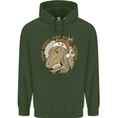 Funny Christmas Horse Equestrian Santa Mens 80% Cotton Hoodie Forest Green