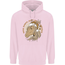 Funny Christmas Horse Equestrian Santa Mens 80% Cotton Hoodie Light Pink