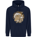 Funny Christmas Horse Equestrian Santa Mens 80% Cotton Hoodie Navy Blue