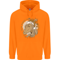 Funny Christmas Horse Equestrian Santa Mens 80% Cotton Hoodie Orange