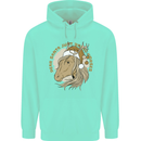 Funny Christmas Horse Equestrian Santa Mens 80% Cotton Hoodie Peppermint