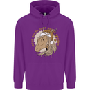 Funny Christmas Horse Equestrian Santa Mens 80% Cotton Hoodie Purple