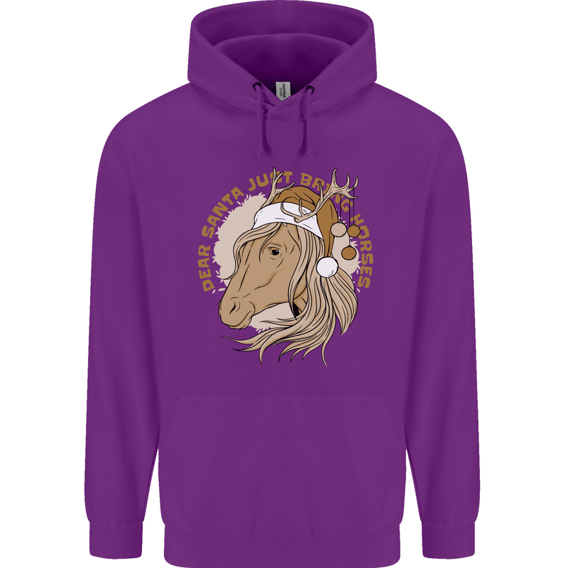 Funny Christmas Horse Equestrian Santa Mens 80% Cotton Hoodie Purple