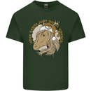 Funny Christmas Horse Equestrian Santa Mens Cotton T-Shirt Tee Top Forest Green