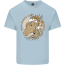 Funny Christmas Horse Equestrian Santa Mens Cotton T-Shirt Tee Top Light Blue