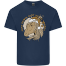 Funny Christmas Horse Equestrian Santa Mens Cotton T-Shirt Tee Top Navy Blue
