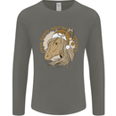 Funny Christmas Horse Equestrian Santa Mens Long Sleeve T-Shirt Charcoal