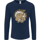 Funny Christmas Horse Equestrian Santa Mens Long Sleeve T-Shirt Navy Blue