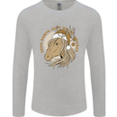 Funny Christmas Horse Equestrian Santa Mens Long Sleeve T-Shirt Sports Grey