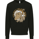 Funny Christmas Horse Equestrian Santa Mens Sweatshirt Jumper Black