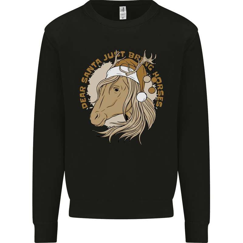 Funny Christmas Horse Equestrian Santa Mens Sweatshirt Jumper Black