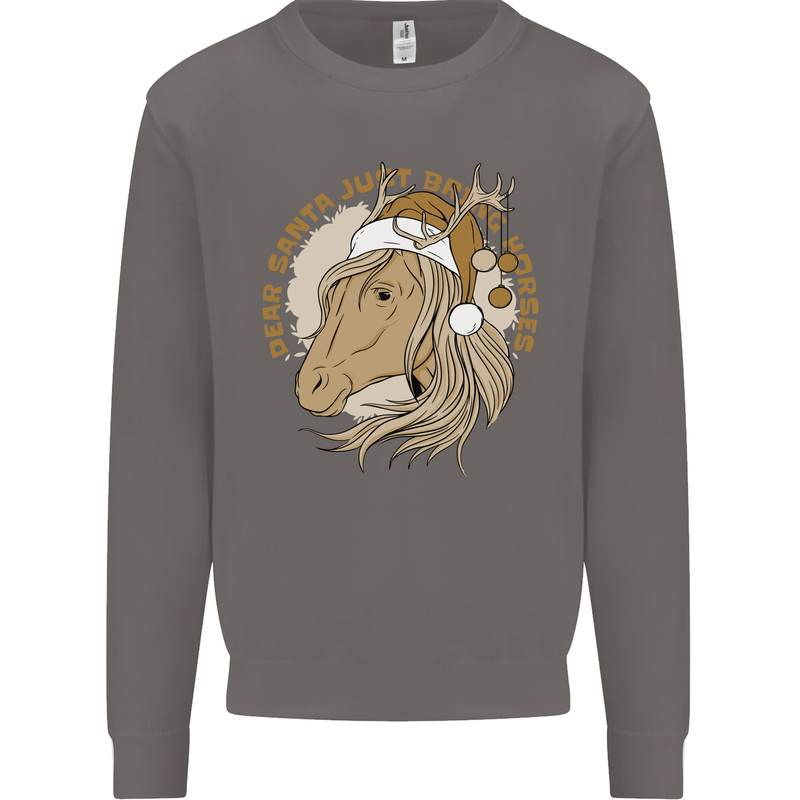 Funny Christmas Horse Equestrian Santa Mens Sweatshirt Jumper Charcoal