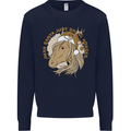 Funny Christmas Horse Equestrian Santa Mens Sweatshirt Jumper Navy Blue