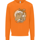 Funny Christmas Horse Equestrian Santa Mens Sweatshirt Jumper Orange