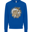 Funny Christmas Horse Equestrian Santa Mens Sweatshirt Jumper Royal Blue