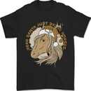 Funny Christmas Horse Equestrian Santa Mens T-Shirt 100% Cotton Black