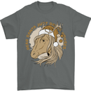 Funny Christmas Horse Equestrian Santa Mens T-Shirt 100% Cotton Charcoal