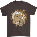 Funny Christmas Horse Equestrian Santa Mens T-Shirt 100% Cotton Dark Chocolate