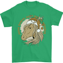 Funny Christmas Horse Equestrian Santa Mens T-Shirt 100% Cotton Irish Green