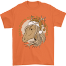 Funny Christmas Horse Equestrian Santa Mens T-Shirt 100% Cotton Orange