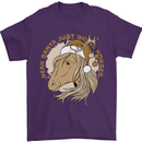Funny Christmas Horse Equestrian Santa Mens T-Shirt 100% Cotton Purple