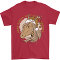 Funny Christmas Horse Equestrian Santa Mens T-Shirt 100% Cotton Red