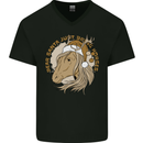 Funny Christmas Horse Equestrian Santa Mens V-Neck Cotton T-Shirt Black