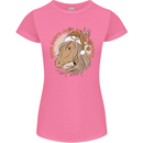 Funny Christmas Horse Equestrian Santa Womens Petite Cut T-Shirt Azalea