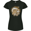 Funny Christmas Horse Equestrian Santa Womens Petite Cut T-Shirt Black