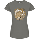 Funny Christmas Horse Equestrian Santa Womens Petite Cut T-Shirt Charcoal