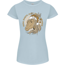 Funny Christmas Horse Equestrian Santa Womens Petite Cut T-Shirt Light Blue