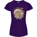 Funny Christmas Horse Equestrian Santa Womens Petite Cut T-Shirt Purple