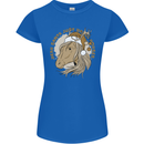 Funny Christmas Horse Equestrian Santa Womens Petite Cut T-Shirt Royal Blue