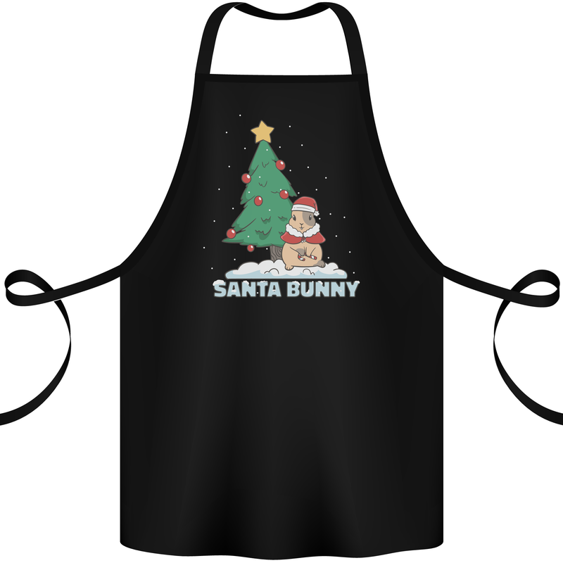 Funny Christmas Santa Bunny Cotton Apron 100% Organic Black