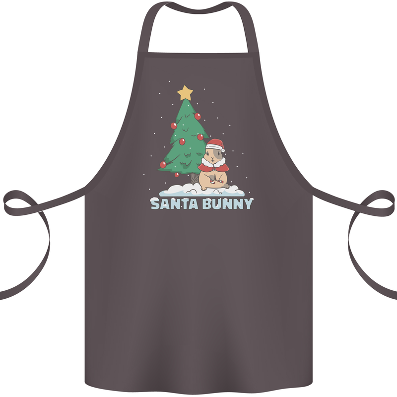 Funny Christmas Santa Bunny Cotton Apron 100% Organic Dark Grey