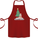 Funny Christmas Santa Bunny Cotton Apron 100% Organic Maroon