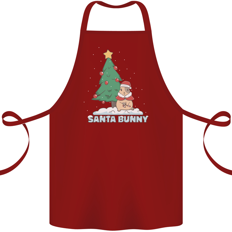 Funny Christmas Santa Bunny Cotton Apron 100% Organic Maroon