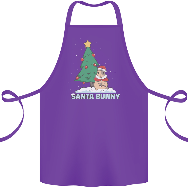 Funny Christmas Santa Bunny Cotton Apron 100% Organic Purple